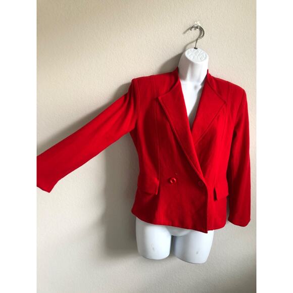 EUC Oscar De La Renta Jacket/Blazer Women's Red Button Down With Pockets Sz 4 - Picture 2 of 7